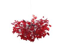 Ceiling Light Fixture - Red Hanging Chandeliers With Flowers & Leaves For Dining Room, Bedroom Or Living Room