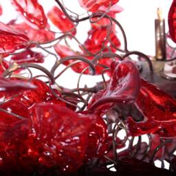 Ceiling Light Fixture - Red Hanging Chandeliers With Flowers & Leaves For Dining Room, Bedroom Or Living Room - thumbnail 4