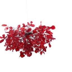 Ceiling Light Fixture - Red Hanging Chandeliers With Flowers & Leaves For Dining Room, Bedroom Or Living Room - thumbnail 2