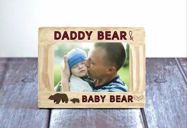 Daddy Bear Engraved Wood Picture Frame, Father's Day Gift - image 1