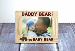 Daddy Bear Engraved Wood Picture Frame, Father's Day Gift