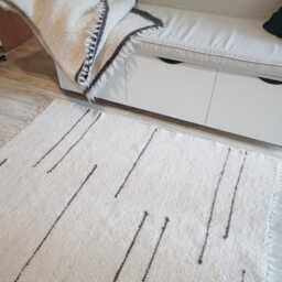 Sheep Wool Blanket, Striped Runner Rug 43''x65'', Designer For Living Room, Bedroom, Handwoven - thumbnail 4