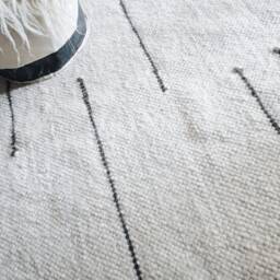Sheep Wool Blanket, Striped Runner Rug 43''x65'', Designer For Living Room, Bedroom, Handwoven - thumbnail 3