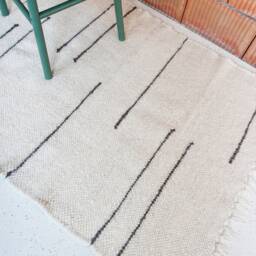 Sheep Wool Blanket, Striped Runner Rug 43''x65'', Designer For Living Room, Bedroom, Handwoven - thumbnail 2
