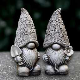 Concrete Pair Gnome Statue Cement Couple Figurine Garden Nordic Ornaments Handmade Stone Pixie Sculptures Front Door Decor - thumbnail 3