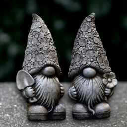Concrete Pair Gnome Statue Cement Couple Figurine Garden Nordic Ornaments Handmade Stone Pixie Sculptures Front Door Decor - thumbnail 1
