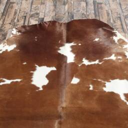 Amazing Brown & White Cowhide Rug Cow Skin Leather Hide Carpet 5 X - thumbnail 3