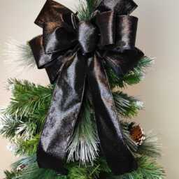 Glitter Black Wreath Bow Christmas Tree Topper Decorative Bows Lantern Bow Decorations - thumbnail 3
