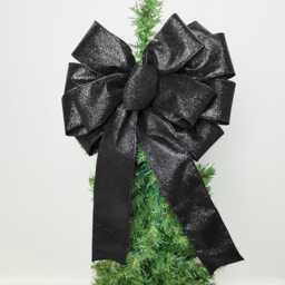Glitter Black Wreath Bow Christmas Tree Topper Decorative Bows Lantern Bow Decorations - thumbnail 1