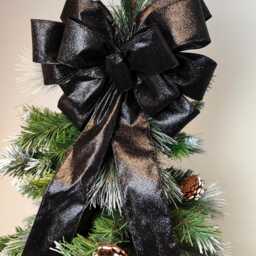 Glitter Black Wreath Bow Christmas Tree Topper Decorative Bows Lantern Bow Decorations - thumbnail 2