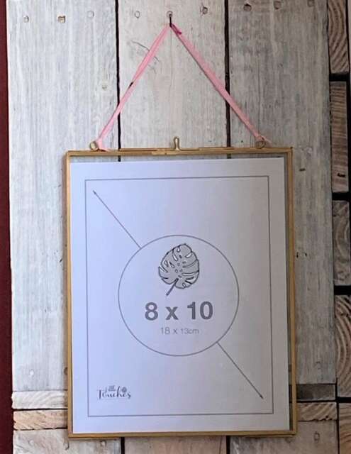 8x10 Vintage Decorative Glass Folding Frame in Antique Gold - Home Deco, Picture, Gallery, Rustic, Hanging, Kiko - image 1