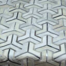 Raw Leather Argentina - Free Shipping Model Mirage, Mix Of Whites, Medium Grey, Light Grey & Accents Silver Metallic. 6' X 8' - thumbnail 4