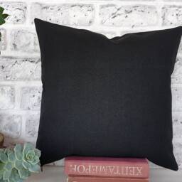 Color Block Pillow Cover Camel Faux Leather, Black Fabric & Linen - thumbnail 4