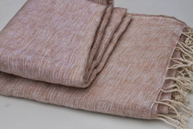 Beige Yak Wool Blanket Handmade Throws Meditation Wrap Travel Shawl - image 1
