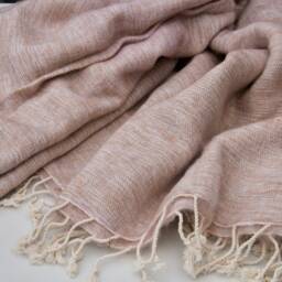 Beige Yak Wool Blanket Handmade Throws Meditation Wrap Travel Shawl - thumbnail 4