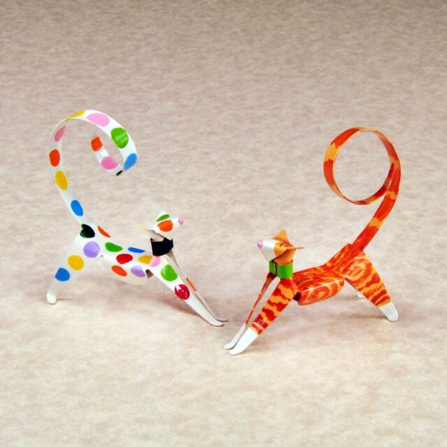 stretching Kitten Handmade Copper Sculpture, Miniature Collectible Cat Art Figurine - image 1