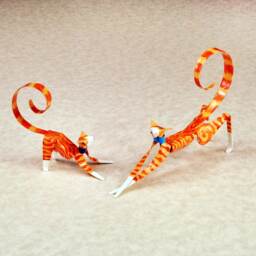 stretching Kitten Handmade Copper Sculpture, Miniature Collectible Cat Art Figurine - thumbnail 2