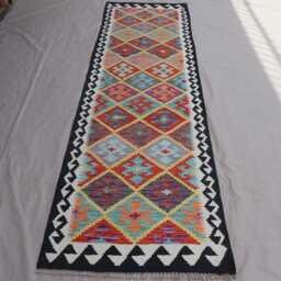 2'8x9'8 Ft Runner Afghan Kilim Rug, Turkmen Flatweave Geometric Modern Oriental Hallway Runner, Kitchen Rug 3x10 - thumbnail 3