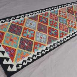 2'8x9'8 Ft Runner Afghan Kilim Rug, Turkmen Flatweave Geometric Modern Oriental Hallway Runner, Kitchen Rug 3x10 - thumbnail 2