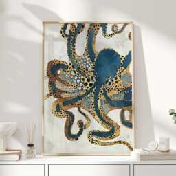 Octopus Wall Art, Japanese Octopus, Print, Poster, Japandi, Art - thumbnail 1