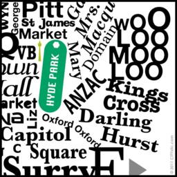 Sydney Map in Words & Symbols. Vinyl Wall Decal Tags Cloud - thumbnail 3