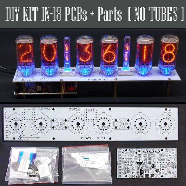 Diy Klt For In-18 Nixie Tubes Clock [6, 8 Tubes] Arduino Compatible Boyfriend, Husband, Vintage, Glowing Clock, Gift, Steampunk - image 1