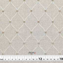 Deane Embroidery 7 Colors Lattice Ogee Ivory Embroidered Linen Blend Curtain, Valance Pleated, Lined Drapery Panel Offered As Upgrades - thumbnail 3
