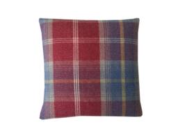 Balmoral Tartan Plaid Cushion Cover Ruby Red, Blue Tweed Pillow Sham - thumbnail 1
