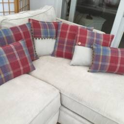 Balmoral Tartan Plaid Cushion Cover Ruby Red, Blue Tweed Pillow Sham - thumbnail 3