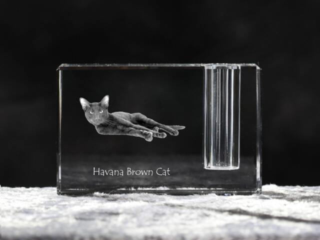 Havana Brown , Crystal Pen Holder With Cat, Souvenir, Decoration, Limited Edition, Collection - image 1