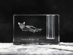 Havana Brown , Crystal Pen Holder With Cat, Souvenir, Decoration, Limited Edition, Collection - thumbnail 1