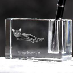 Havana Brown , Crystal Pen Holder With Cat, Souvenir, Decoration, Limited Edition, Collection - thumbnail 2
