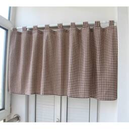 Cafe Curtain Window Valance/Window Treatment/Kitchen/Bathroom Shower Curtain/Kids Nursery Living Room Drape-Gingham Vichy Brown, Free Gift - thumbnail 3