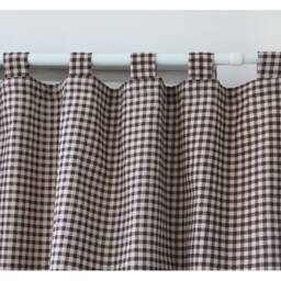 Cafe Curtain Window Valance/Window Treatment/Kitchen/Bathroom Shower Curtain/Kids Nursery Living Room Drape-Gingham Vichy Brown, Free Gift - thumbnail 2