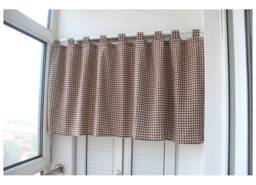 Cafe Curtain Window Valance/Window Treatment/Kitchen/Bathroom Shower Curtain/Kids Nursery Living Room Drape-Gingham Vichy Brown, Free Gift - thumbnail 1
