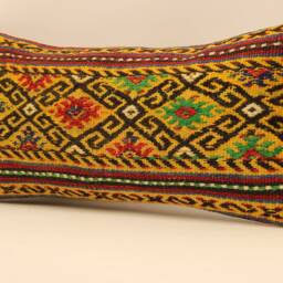 10x20 Kilim Pillow Lumbar, Turkish Mudcloth Pillow, Moroccan Boho Lumbar Cover, 4Yef-110 - thumbnail 3