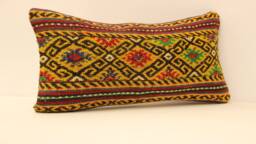 10x20 Kilim Pillow Lumbar, Turkish Mudcloth Pillow, Moroccan Boho Lumbar Cover, 4Yef-110 - thumbnail 1