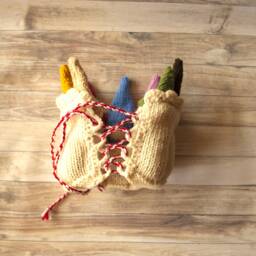 Waldorf Inspired Rainbow Gnomes Wool Knit Gnome Family in Roll-Up Pouch - thumbnail 3