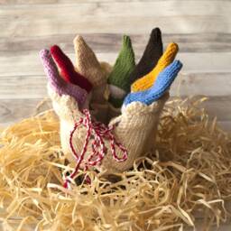 Waldorf Inspired Rainbow Gnomes Wool Knit Gnome Family in Roll-Up Pouch - thumbnail 4