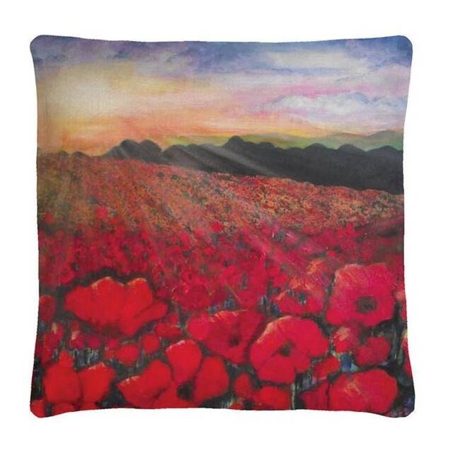 Poppies-Poppy-Field-Cushion-40cmx40cm-Free Delivery-Pillow-Bright Cushion Cover-Colourful Cushion-Birthday Gift-Original Cover - image 1
