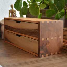 Solid Walnut Ash Desk Cabinet - Removable Drawers, Workspace Organizer - thumbnail 3