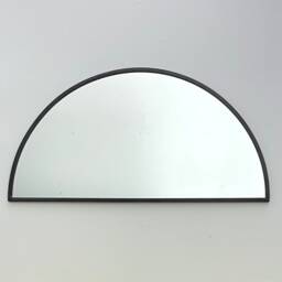 Half Circle Mirror Gray Border Handmade Wall Round Oval Modern Grey Metal Frame Flux Glass Etsy Tv Television Commercial - thumbnail 3