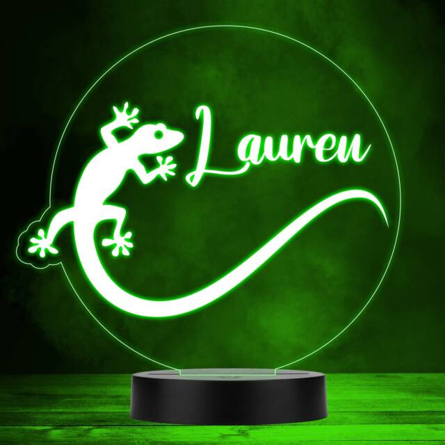 Lizard Round Colour Changing Personalised Gift Led Lamp Night Light - Bedroom - image 1