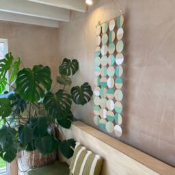 Green Geometric Wall Hanging Large Scandinavian Wood Art - thumbnail 3