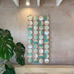 Green Geometric Wall Hanging Large Scandinavian Wood Art - thumbnail 1