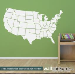 Usa Map Wall Decal - States Outline, Educational Vinyl Sticker - thumbnail 1