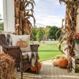 Watercolor Pumpkin Pillow Cover Linen Fall Farmhouse Decor - thumbnail 3