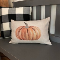 Watercolor Pumpkin Pillow Cover Linen Fall Farmhouse Decor - thumbnail 2
