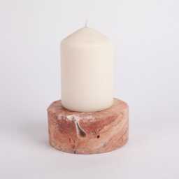 Pink Travertine Candleholder, Natural Stone Cylinder Candleholder Holder, Big Marble Candle - thumbnail 3