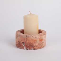 Pink Travertine Candleholder, Natural Stone Cylinder Candleholder Holder, Big Marble Candle